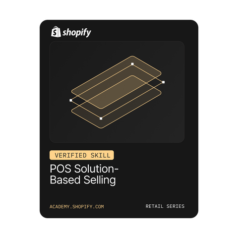 Shopify POS Solution-Based Selling badge, Shopify Academy